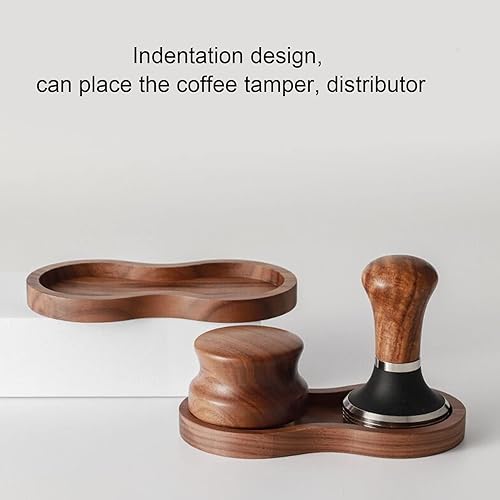 Miniatura 4 de Kit de calibración de martillo de café de acero inoxidable de nogal con base universal para cocina (2.008 in), manipulador de café, distribuidor de