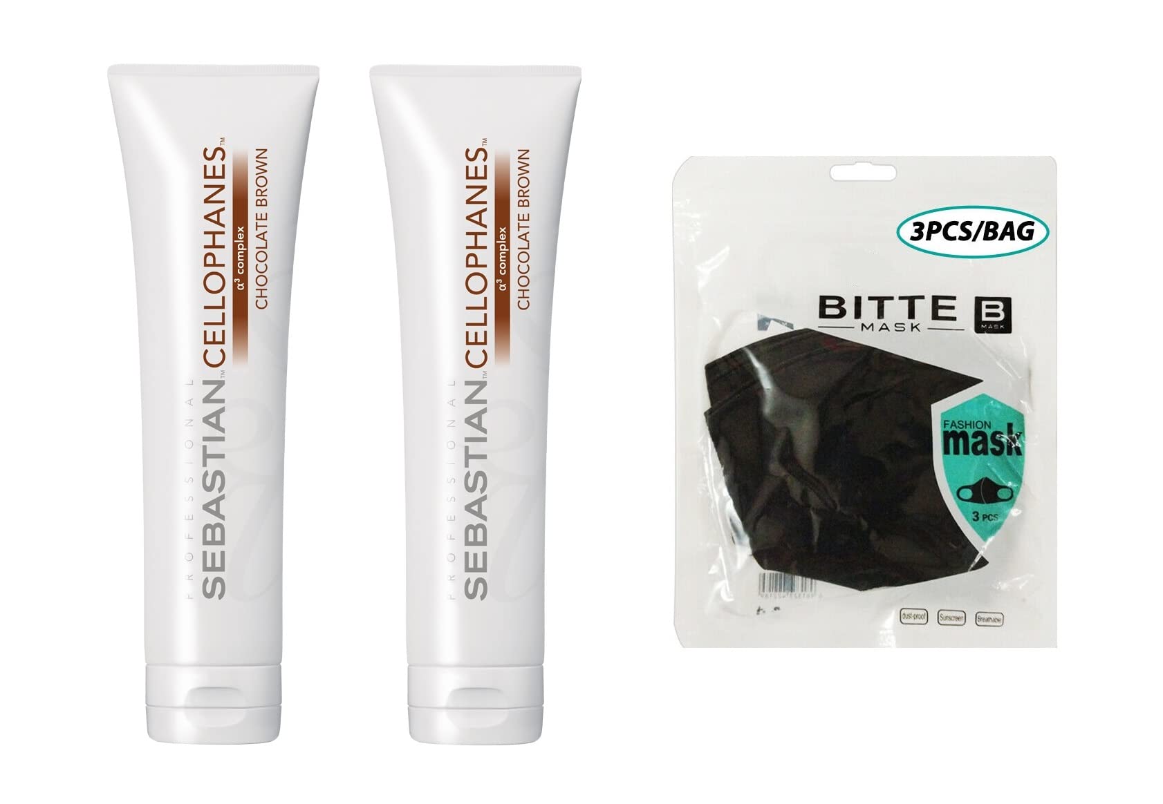 CELLOPHANES Chocolate Brown, Color Revitalizer with A3 Complex (Chocolate Brown - 10.1 oz / 300 ml) (2pack) w/face mask