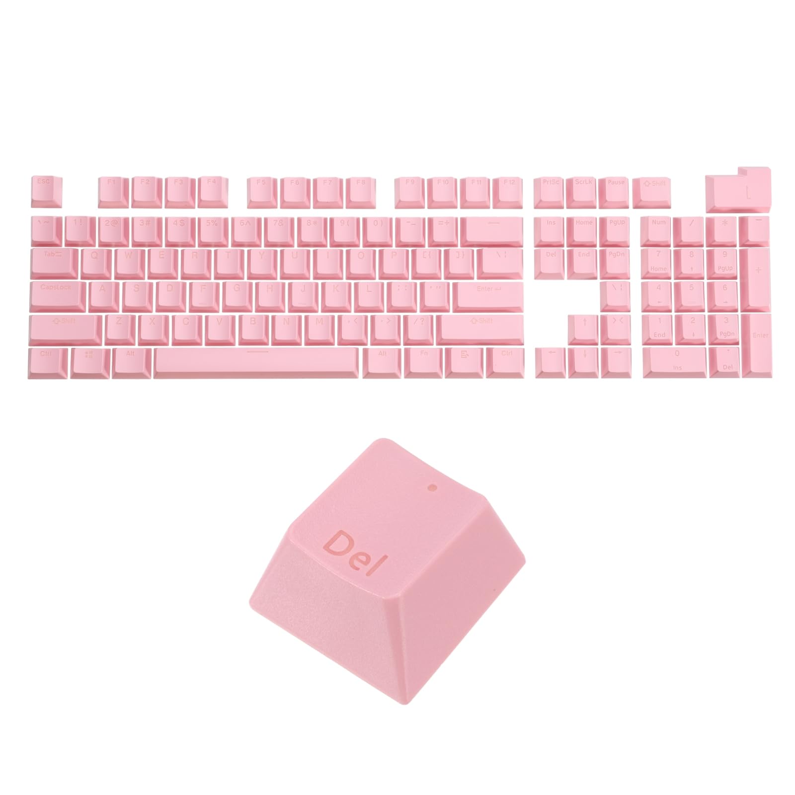sourcing map Juego de 108 teclas de pudín de perfil OEM 60% ABS para diseño de teclado mecánico, color rosa claro