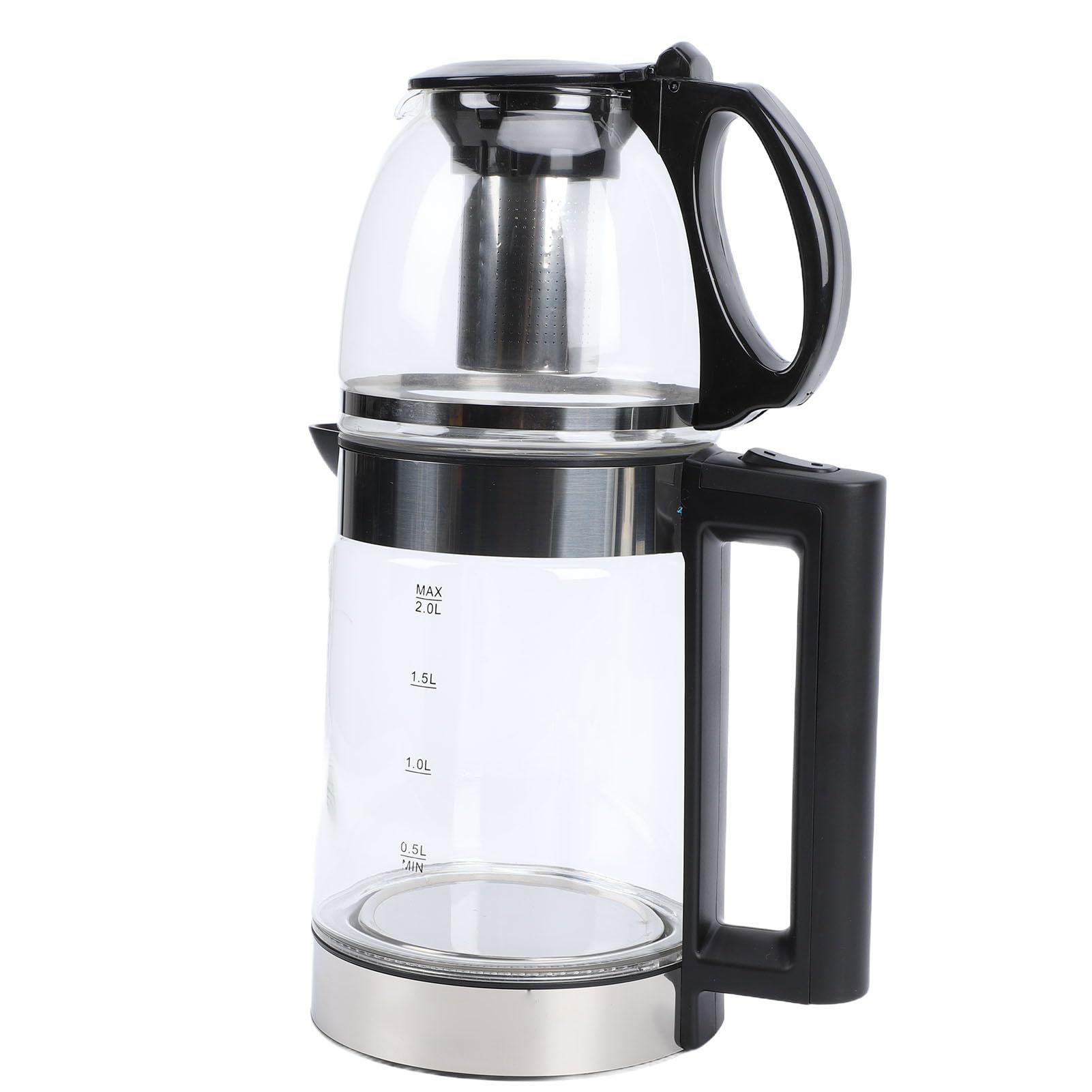 AUNMAS Elektrischer Türkischer Teebereiter, 2000 W, Glas-Teekessel mit Borosilikatglas-Teekanne und Edelstahl-Ei für die Zubereitung von Schwarzem Tee und Kräutertee (EU-Stecker)
