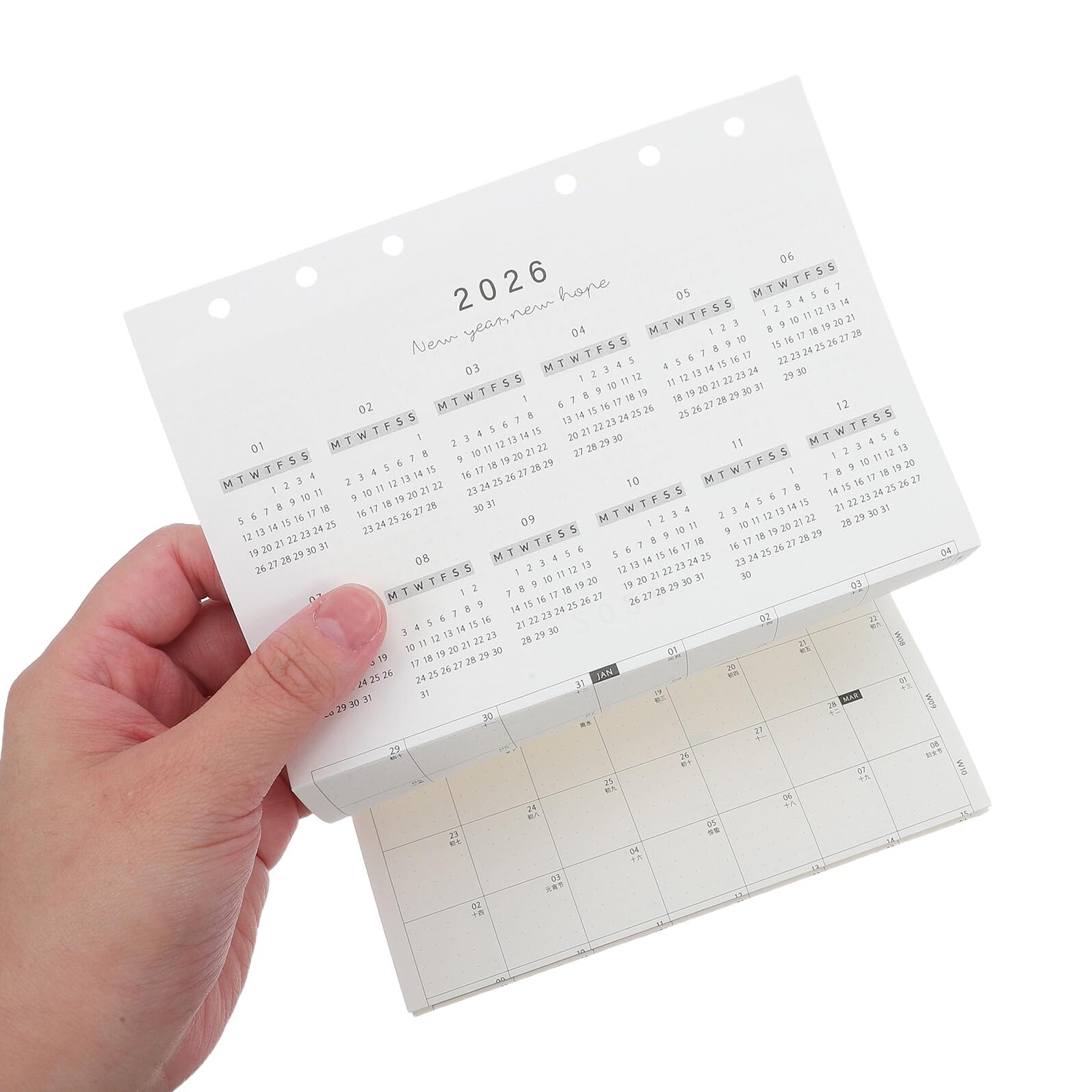 Recambios de Agenda Diaria A6 2026, Inserciones de Calendario Anual Plegables de 7 Pliegues, Papel para Planificador con 6 Agujeros, Pack 4 Hojas para Organización y