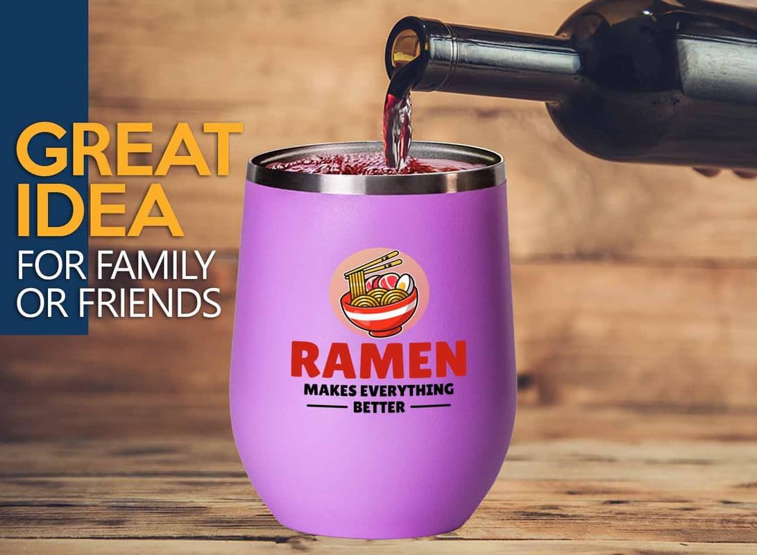 Ramen Lover Pink Edition Wine Tumbler 12oz - makes everything better - Food Lovers chicken pumpkin vegan pantry spicy noodles