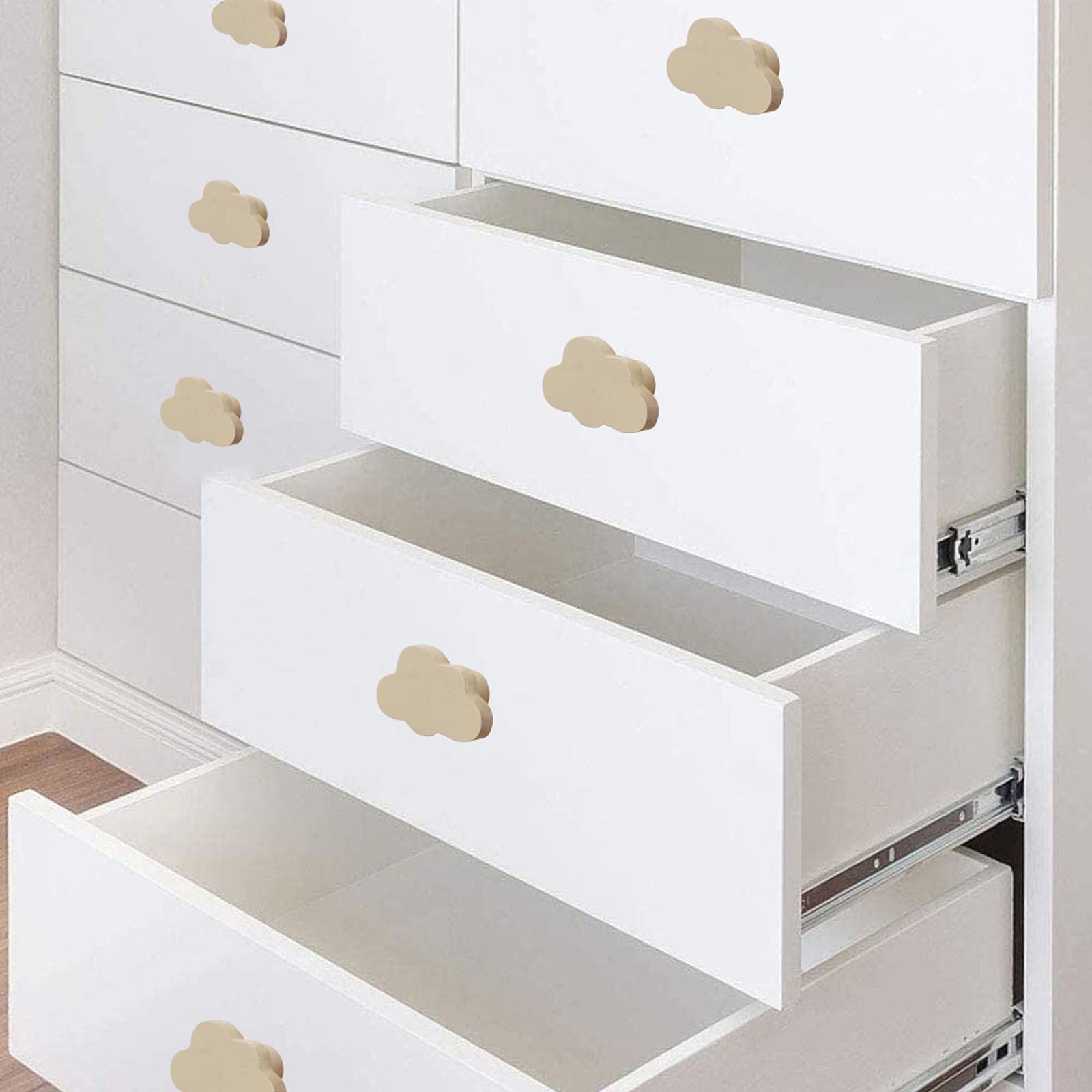 6 x maniglie per mobili in legno originale,maniglie per armadietti da cucina,pomelli e maniglie per camere per bambini,maniglie per cassetti a forma di nuvola dei cartoni animati,Clouds-Rawwood