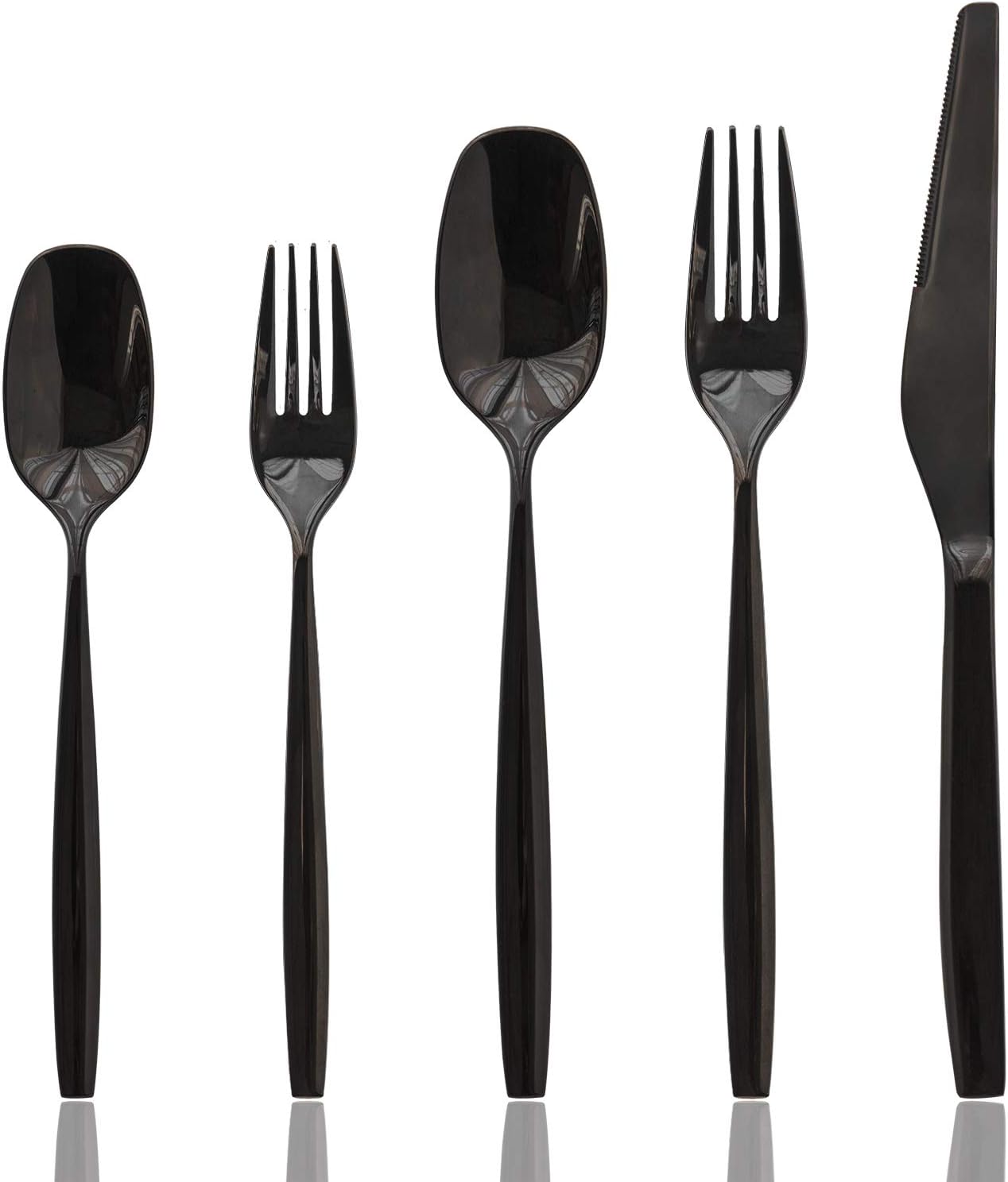 Culterman Contemporary Flatware Silverware Cutlery Sets 20 Piece (black)