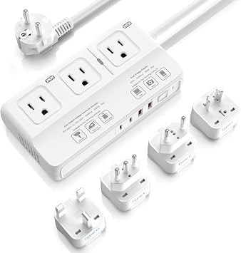 ANTPO 2000W Voltage Converter US to Europe, 220V to 110V Converter for European Travel, Power Adapter for Hair Dryer, Universal Travel Adapter with 3 AC/ 2 USBC/ 2 USBA/EU/UK/AU/IT Plugs
