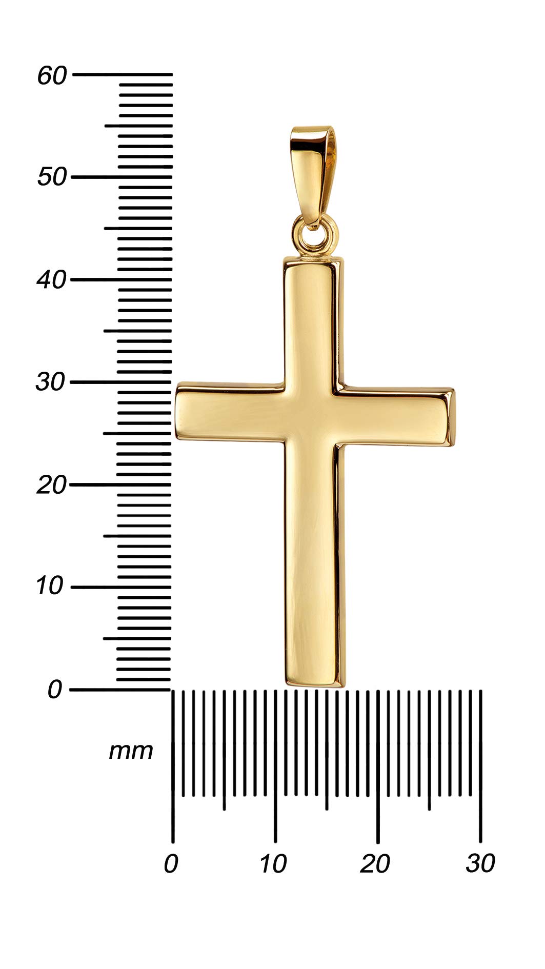 Halskette Kreuz-Anhänger mit Panzer-Kette große Ausführung in Hochglanz poliertes Gold-Kreuz für Herren als Ketten-Anhänger + Schmuck-Etui