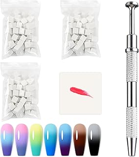 300Pcs Soft Nail Sponges for Ombre Mini Nail Art Sponges With Grabbing Pen Aura Nail Gradient Brush for Gel Nail Polish Sponge With 100pcs Disposable Gel Polish Palette Paper (White,300Pcs)