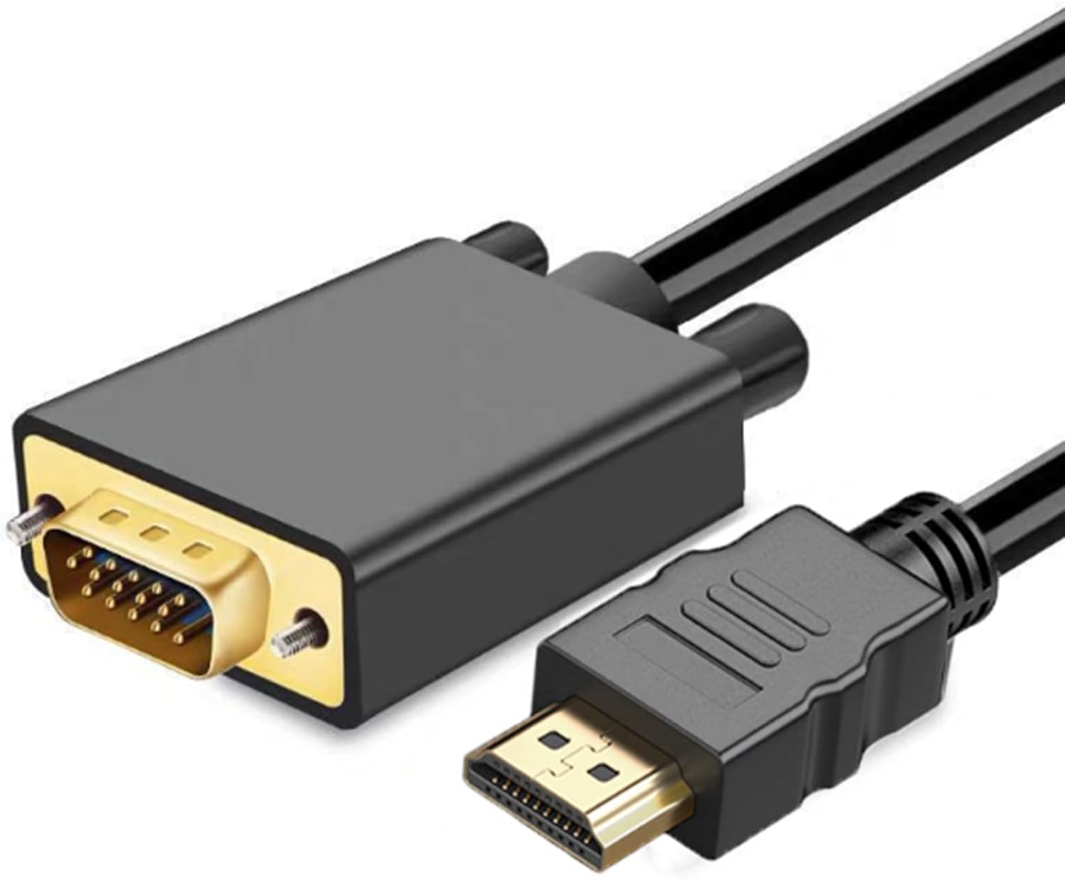 HDMI to VGA Adapter HDMI VGA Converter Cable Male to Male Unidirectional Cable Not Reverse Way Support 1080P Gold Plated Audio Transfer Durable for PC, Monitor, Projector, PS4, HDTV and More 1.8M