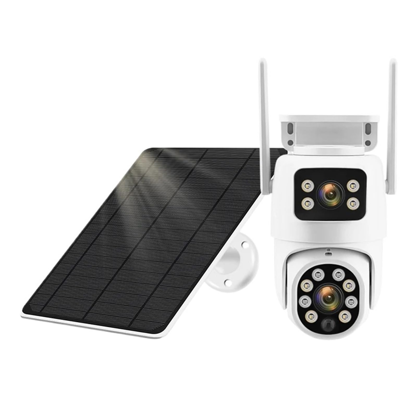 JVDDI Solar Camera 4G Sim Outdoor 2 Lens 2 Screen PIR Human Detect Cameras Waterproof Night Vision CCTV Security Protection Cam(2MP 5X Camera)