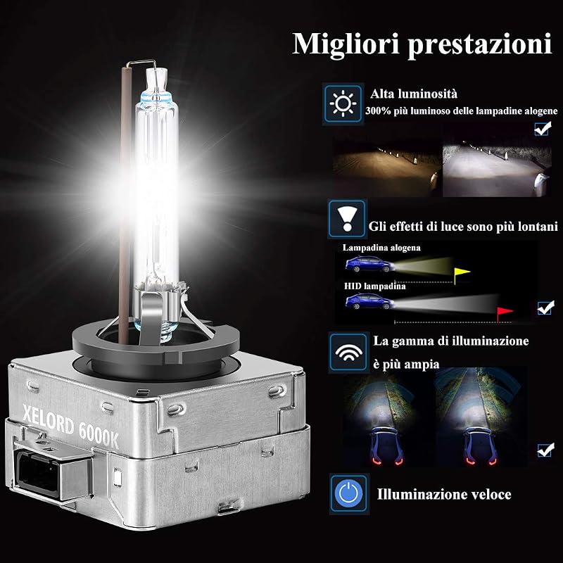 XELORD D1S 6000K Xenon Fényszóró Izzó 35W 12V HID Fehér Autó Lámpa 2db