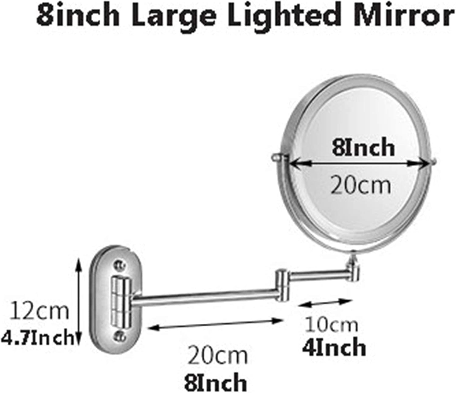 Makeup Mirror USB Rechargeable LED Vanity Mirror Extendable 360 Rotation, Round Dual-Sided Bathroom Mirror Shaving Mirror (Color : Chrome, Size : 7X Magnification) (Gold 5X Magnification) (Gold 5x