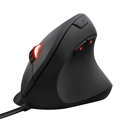 Trust Gaming Mouse GXT 144 Rexx, Vertical Ergonomic Mouse, 250-10,000 DPI, 6 Programmable Buttons, Advanced Software, Adjustable RGB Lighting, USB Computer Mouse for PC, Laptop, Windows, Mac – Black