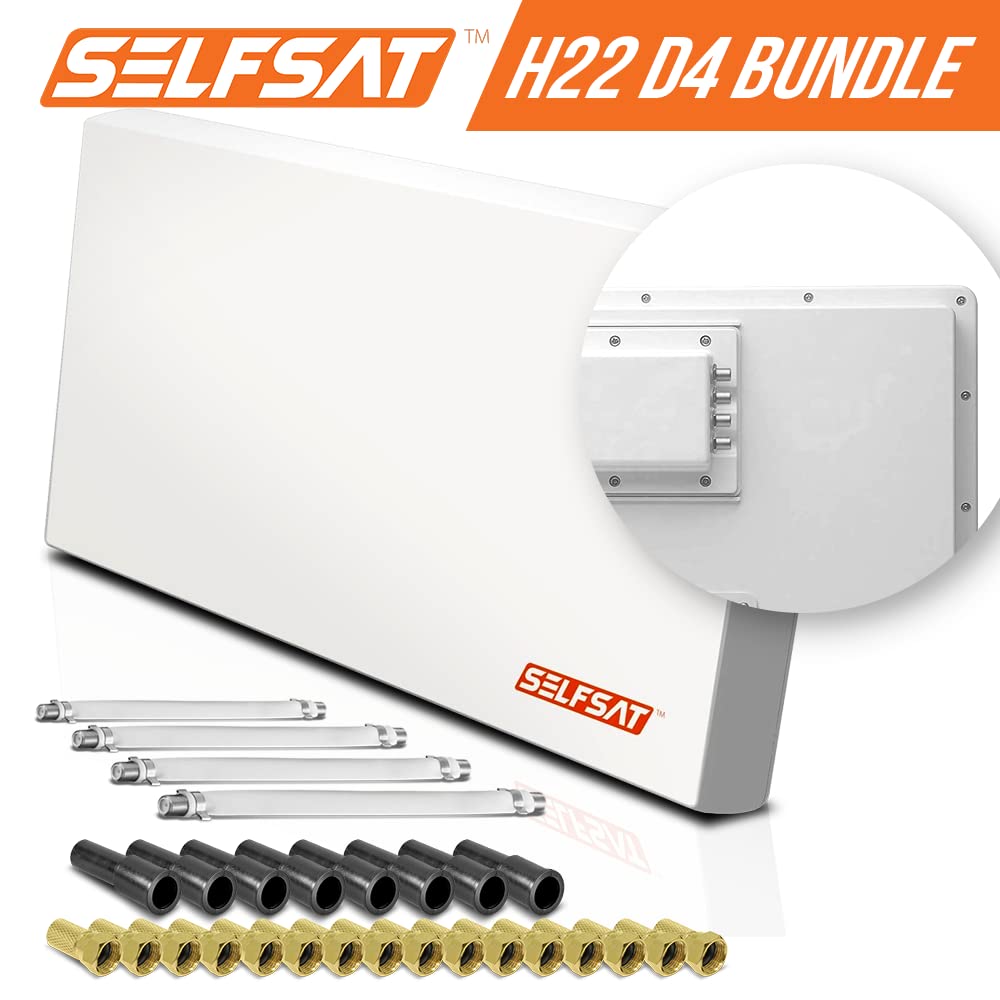 Selfsat H22D4+ 4 TV TV SAT Antenne plate + passe-fenêtre Full HD