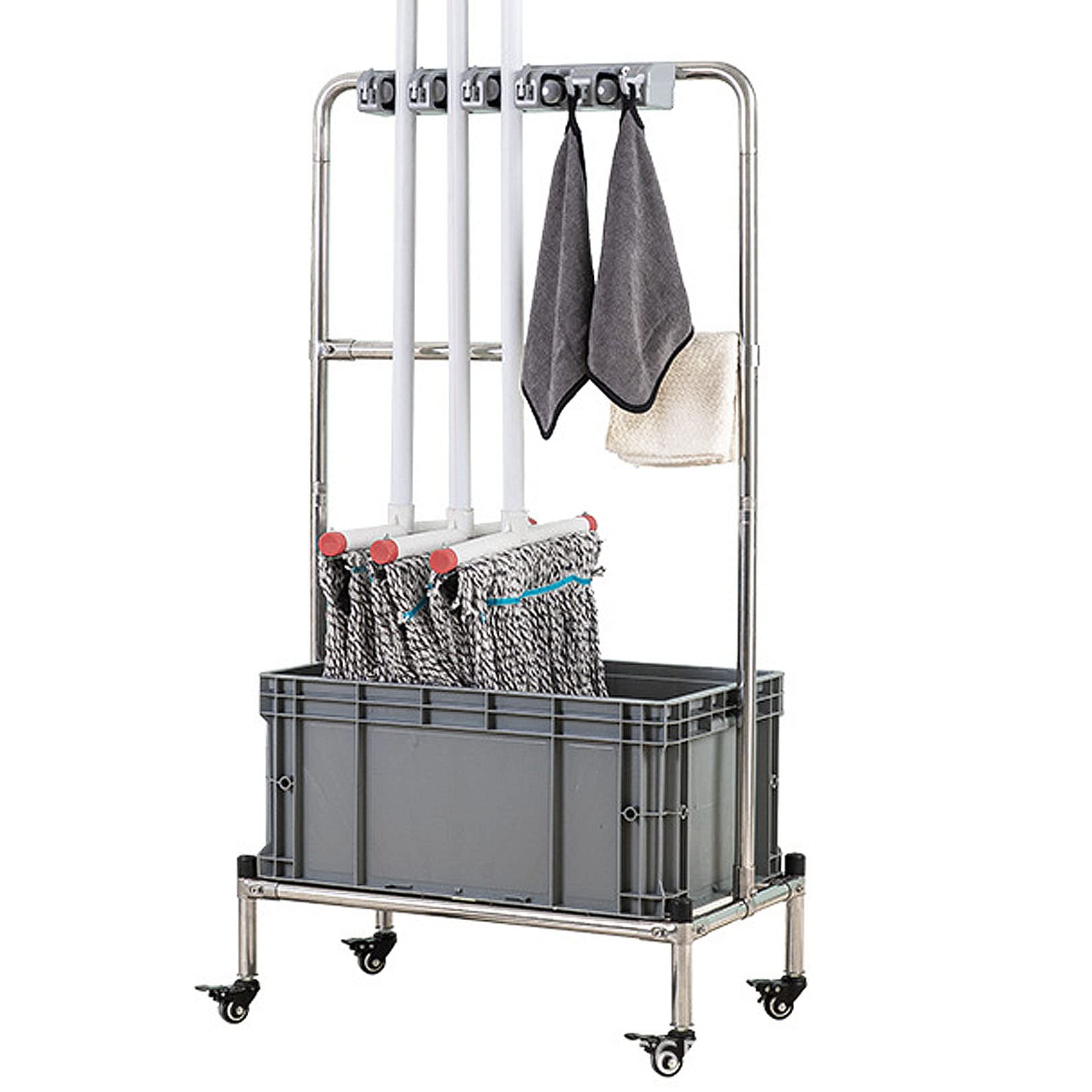 ASerZenith Movable Commercial Floor Mop Sink With Mop Holder, Bathroom Rectangular Mop Service Basin Slop Sinks For Garage, Store