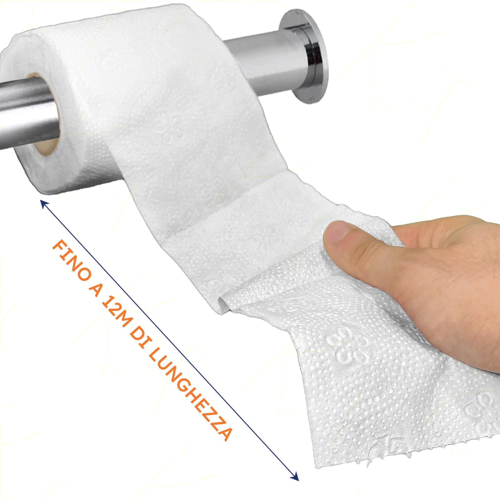 Sicignano | Papel higiénico Paquete de 120 rollos Dynamic, 2 capas de celulosa, 104 tiras, longitud hasta 12 metros, uso doméstico Hotel Formato Familia Paquete