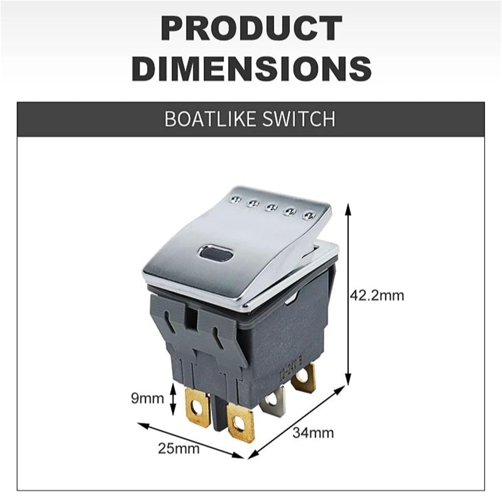 Interruttore a levetta a bilanciere quadrato 28x22mm 15A Corrente elevata 3v 6v 12v 24v 220v Pulsante marino a luce LED On Off con fissaggio