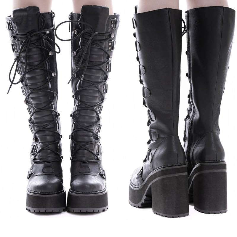 AMINUGAL Black Knee High Boots Womens2