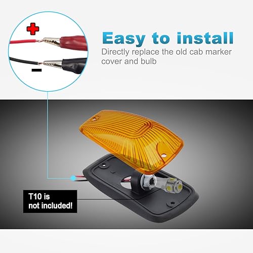 Miniatura 5 de Partsam 5X 264159AM 5-5050-SMD T10 194 Ámbar LED Luces de Techo de Marcador de Cabina + Paquete de Cableado Compatible con C1500 C2500 C3500 K1500