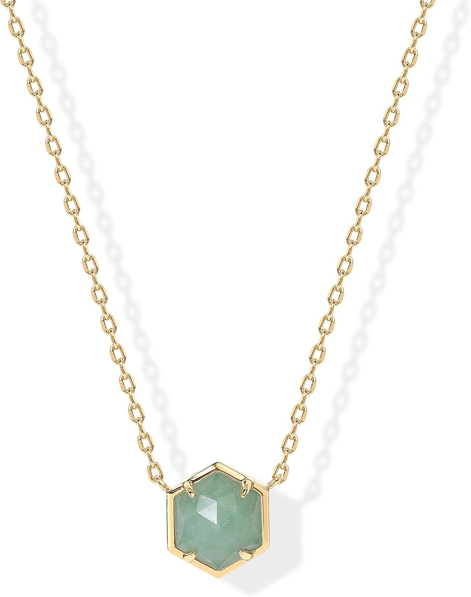 14K Gold Plated Gemstone Pendant Necklace for Women, Dainty Necklaces