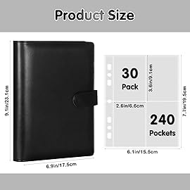 A5 Kpop Photocard Binder with 30 Pack 4-Pocket Card Pages, 6 Ring A5 Binder Card Collector Album with 240 Card Slots,PU Leather Binder Cover with Magnetic Buckle Closure for Organizing Trading Card