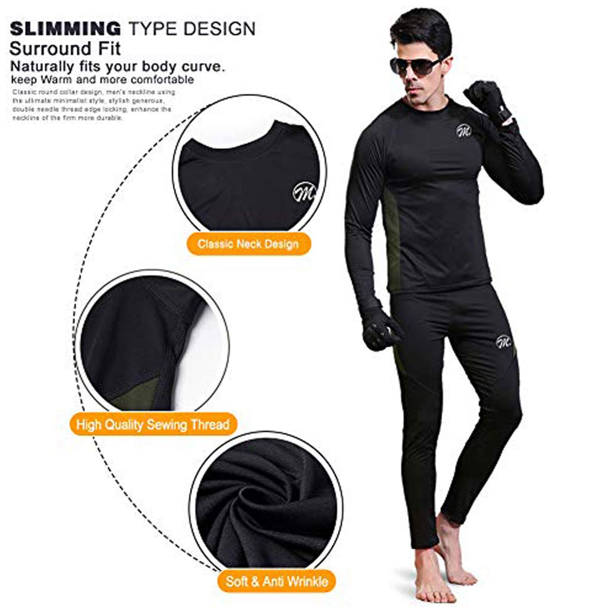 MEETWEE Herren Thermo-Shirts, langärmelig, mit Fleece gefüttert Unterhemd
