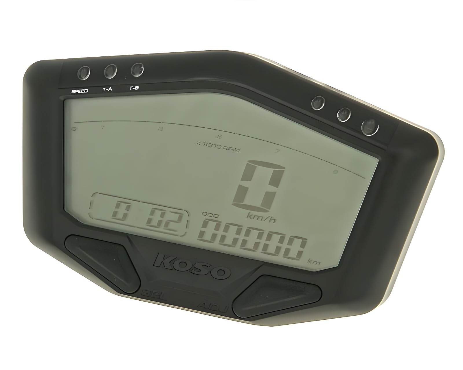 Tachimetro KOSO DB 02R Black Line, Display digitale, Speed/ODO/Trip/RPM/temperatura, universale