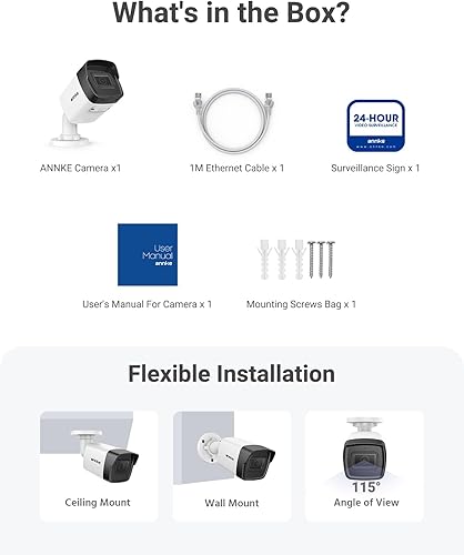 Miniatura 6 de ANNKE Cámara de seguridad PoE 3K con micrófono/audio al aire libre, lente de 0.110 in (116 ° FOV), visión nocturna a color, impermeable IP67