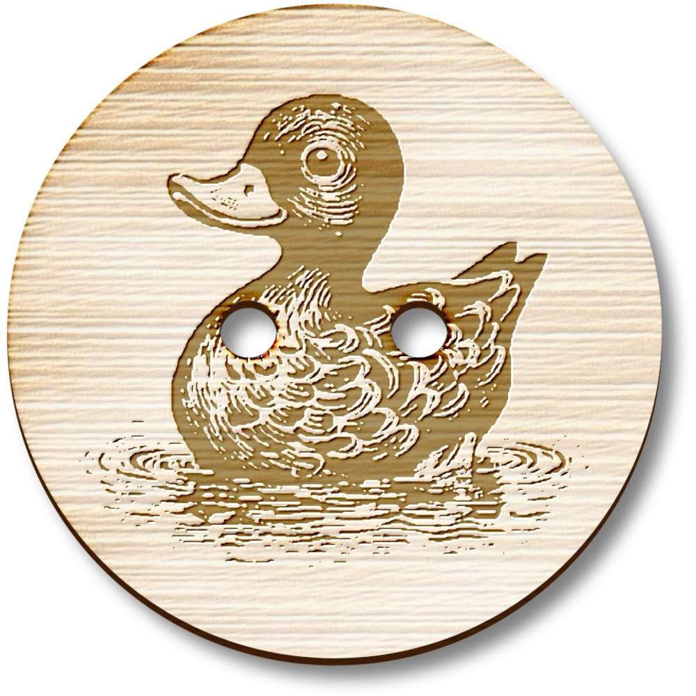 Azeeda 8 x 23mm 'Cute Duck ' Round Wooden Buttons (BT00120120)