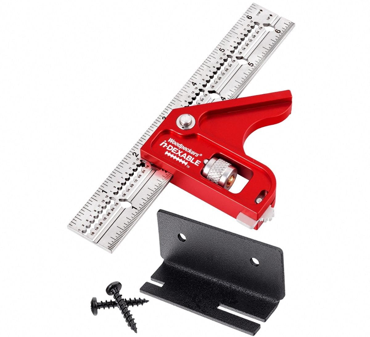 Woodpeckers inDexable Square System, 6 Inch Combination Square, Feature Packed Combo Woodworking Tool
