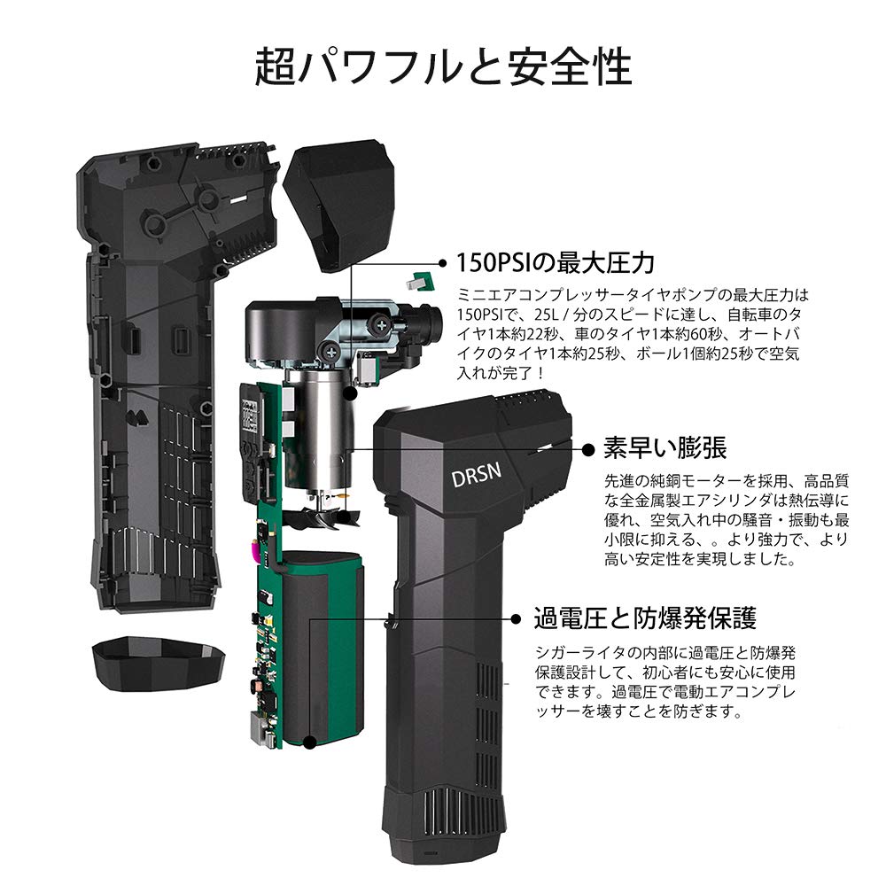 電動空気入れ エアポンプ モバイルコンプレッサー バイク用 電動空気入れ – 株式会社Kaedear【カエディア公式】Yokohama