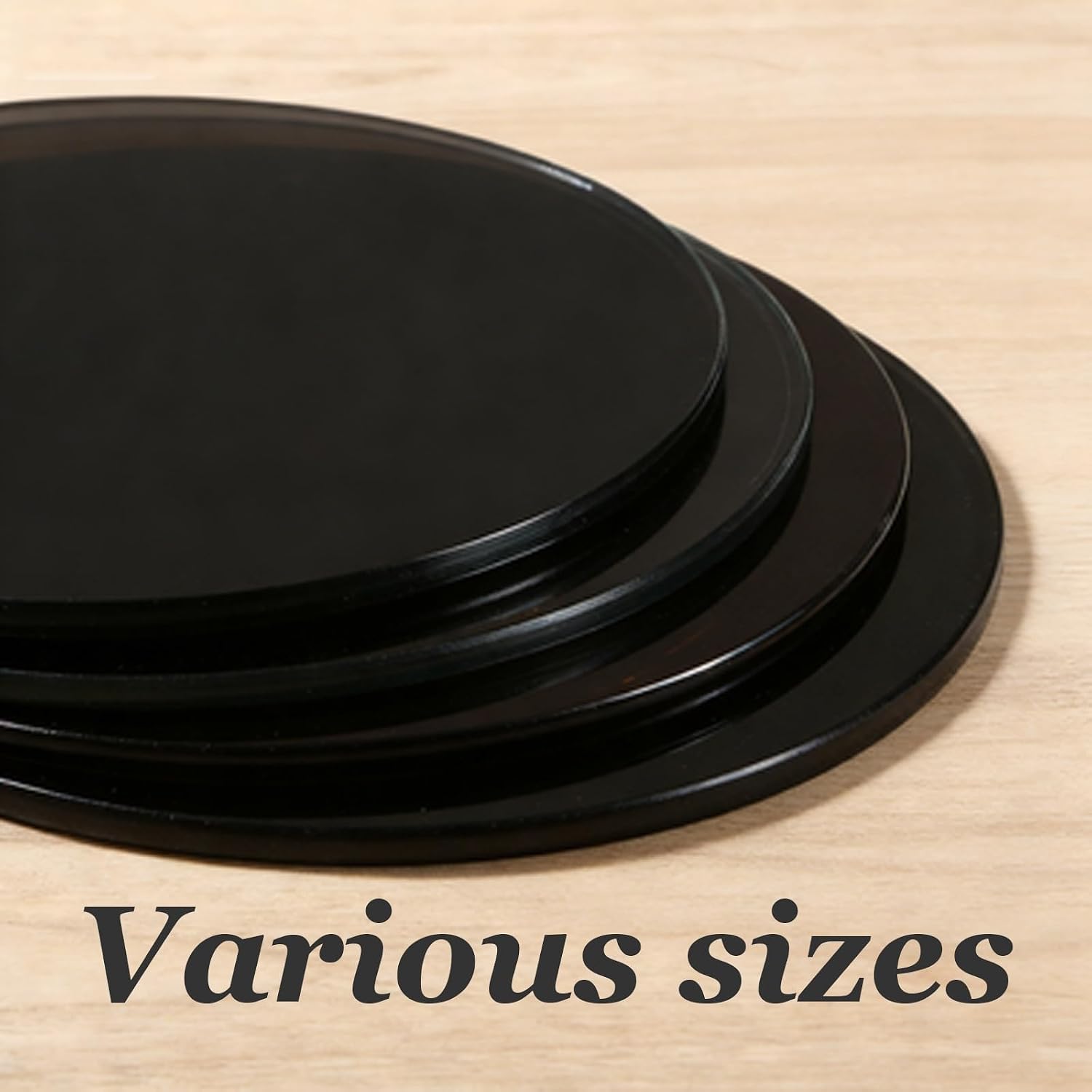 Round Polished Edge Glass Table Top, Black, Tempered, Safety Replacement Glass Table Top, Luxury Sense High-Gloss Surface for Furniture Protection(68CM(27IN))