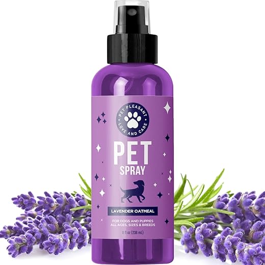 Lavender Oil Dog Deodorizing Spray – Dog Spray for Smelly Dogs and Puppies and Dog Calming Spray with Lavender Essential Oil – Lightly Scented Dog Deodorizer for Smelly Dogs and Dog Essentials
