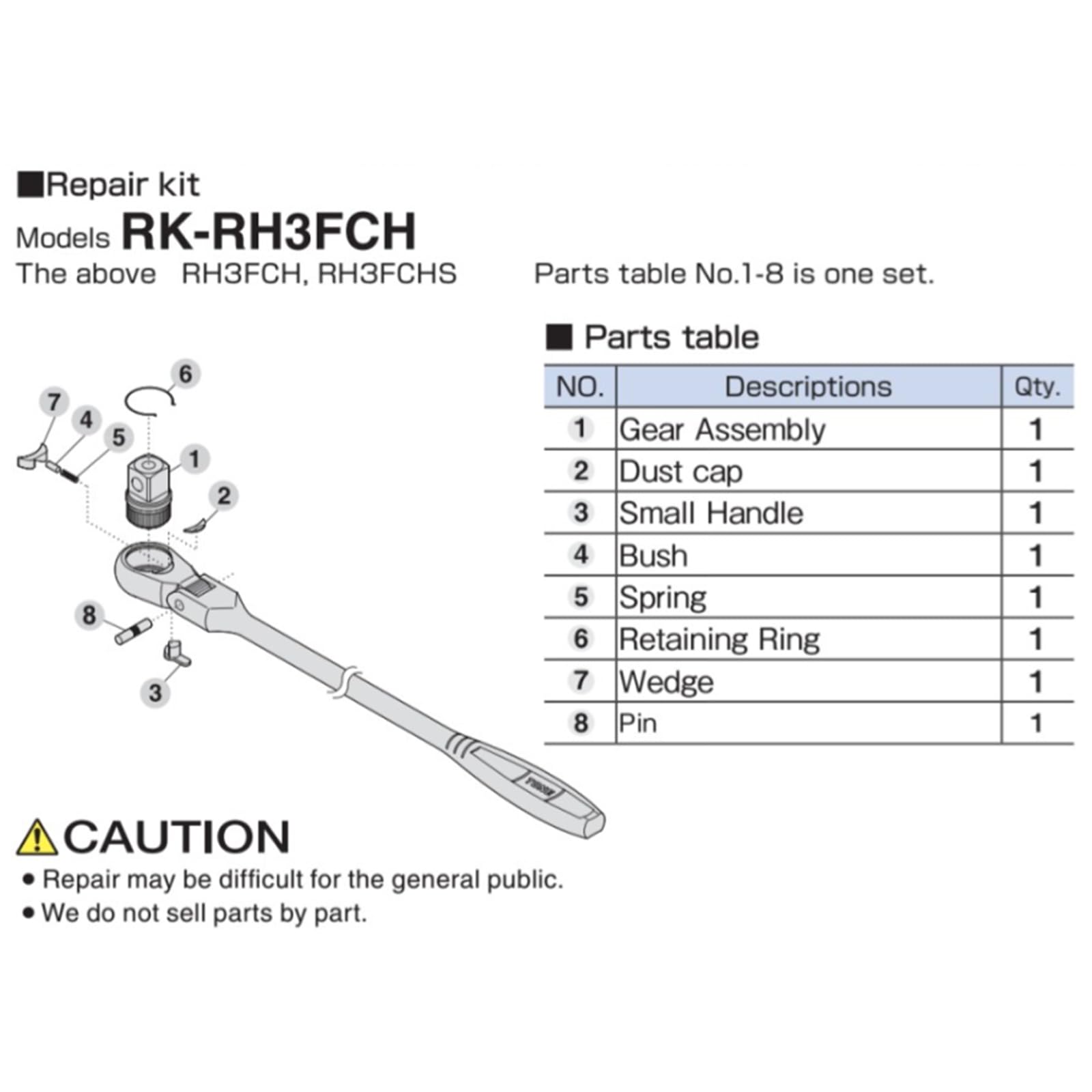 RK-RH3FCH TONE Repair Kit for RH3FCH & RH3FCHS