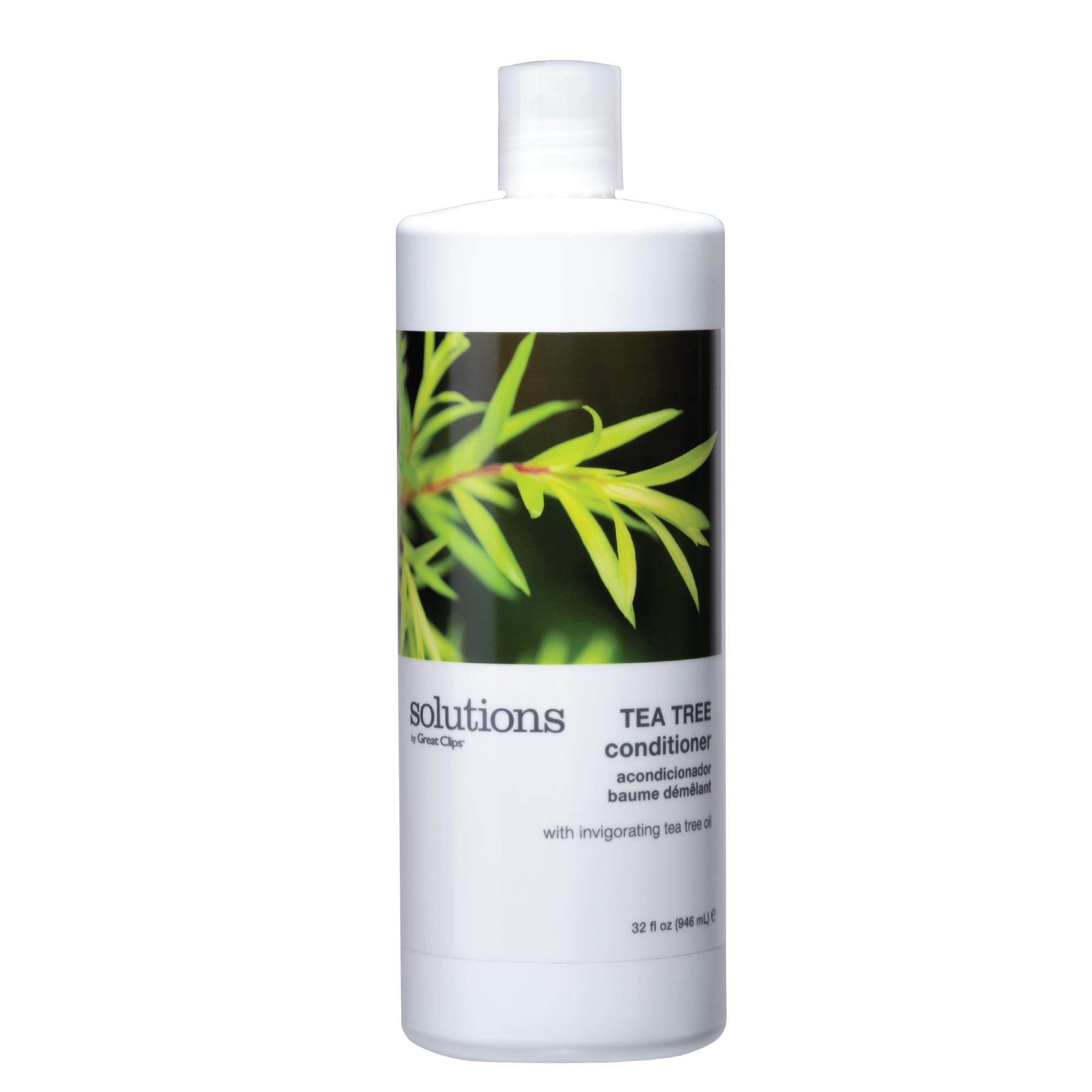GREAT CLIPS Solutions Tea Tree Conditioner 32 fl oz | Tea Tree and Peppermint Oils | Detangle and Condition | For All Hair Types
