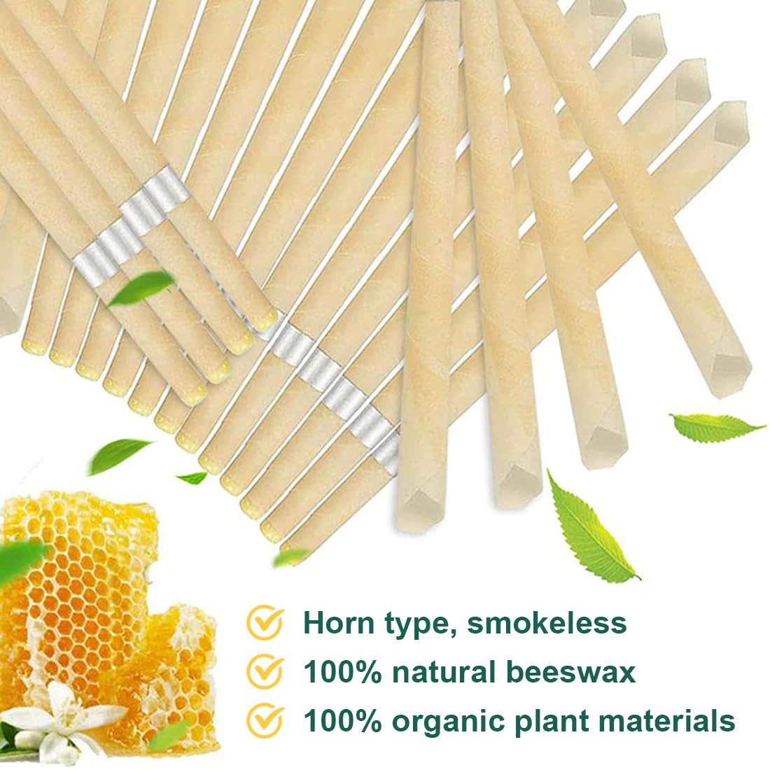 EBHO Candele Orecchie Cerume,Kit per Candele per Rimozione del Cerume,Togli Cerume Orecchie,Candele per Orecchie da 10 Pezzi con 5 Dischi Protettivi