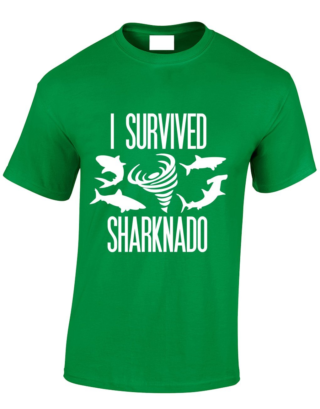 Crown Designs I Survived Sharknado Funny Cool for Men & Teenagers T-Shirts Tops - Green/Large