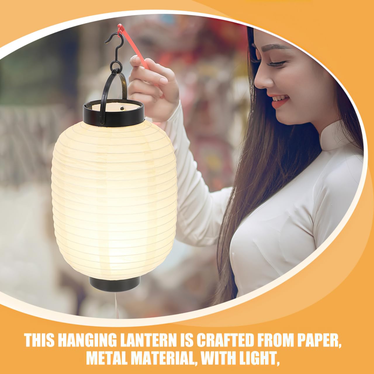 UPKOCH Lot de 2 lanternes japonaises pliables en papier avec lumières LED, 29 x 15 cm, décoration traditionnelle pour extérieur, intérieur, fête, restaurant, atmosphère chaleureuse