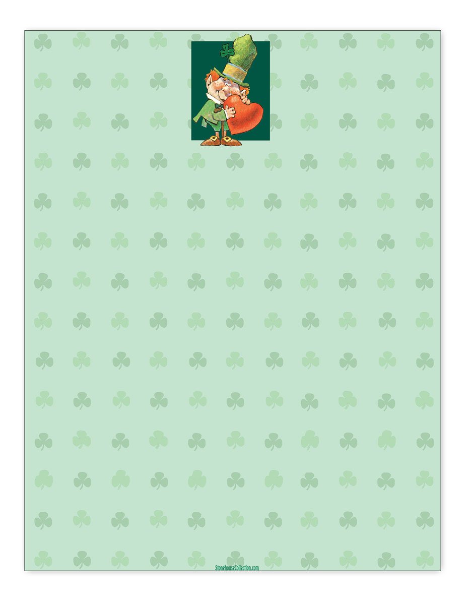 St. Patrick's Day Stationery - 8.5 x 11-60 St Patricks Day Letterhead Sheets - St Patty Day Letterhead