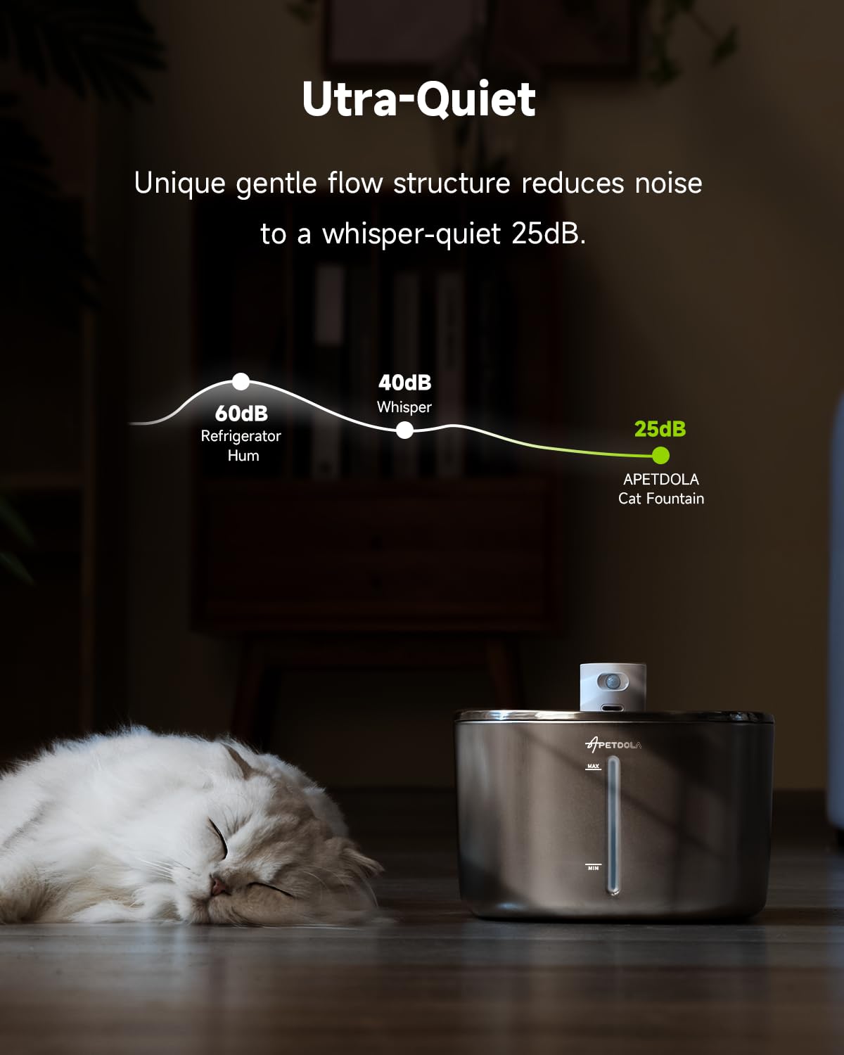 Cat Water Fountain Stainless Steel,152oz/4.5L Wireless Pet Fountain,Automatic Water Bowl for Cats Dogs with Motion Sensor,Quiet Filtered Pet Water Fountain w 5 Filters(Filters for 4 Months) - image 8