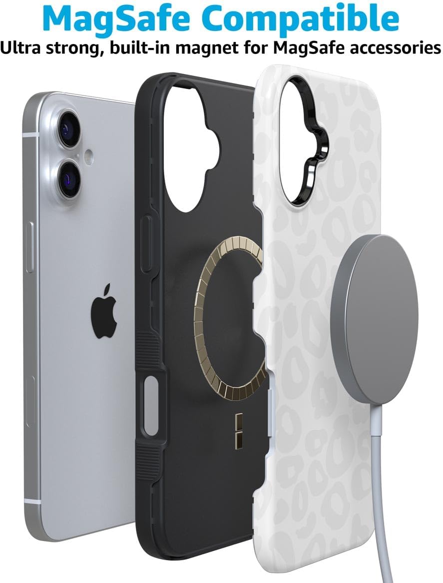 Casely iPhone 16 Case | Into the Wild | White Snow Leopard | Bold Protective Design | MagSafe Compatible Design
