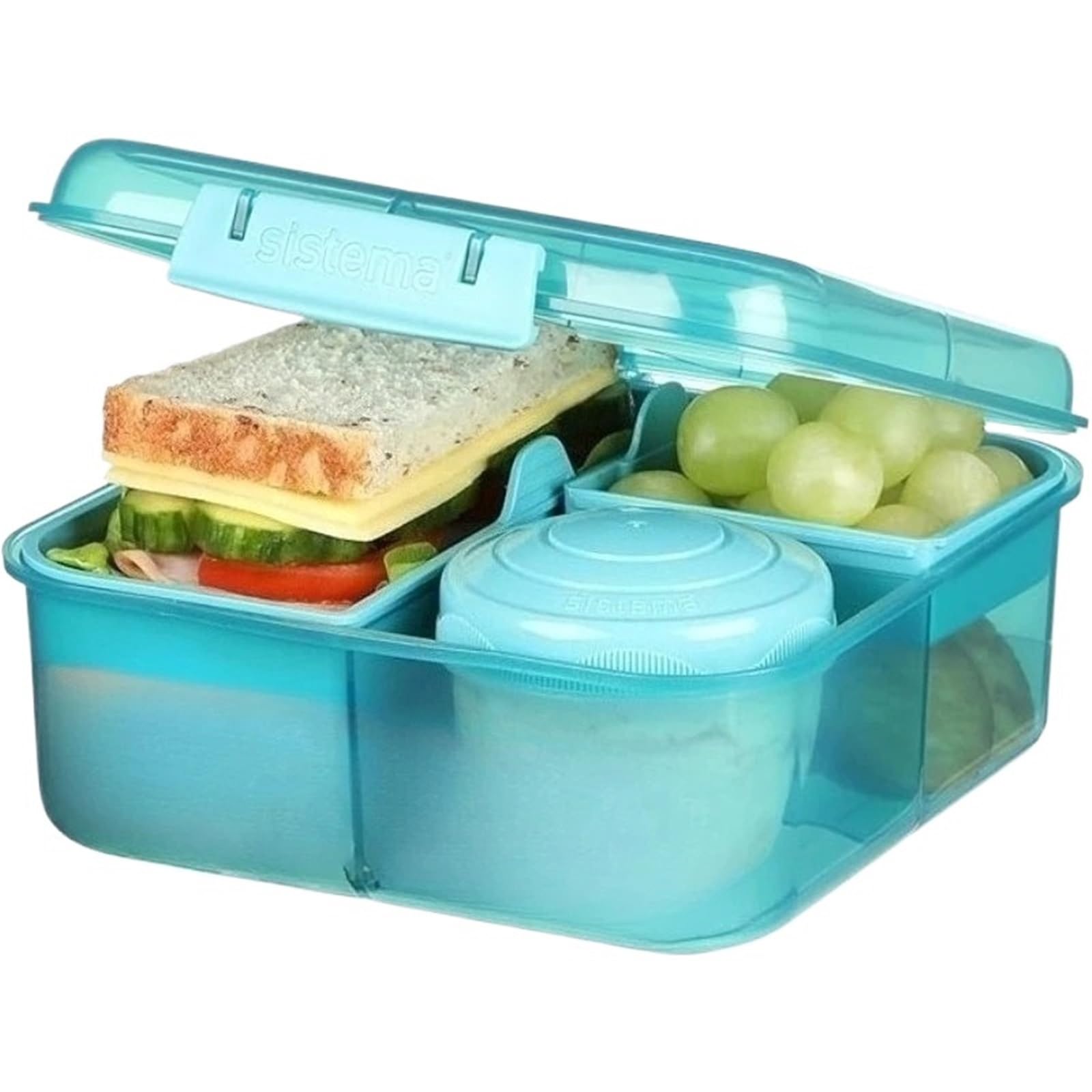 Fiambrera infantil de 1600 ml con yogur doble for llevar, apta for microondas, ideal for la escuela y oficina, recipiente hermético for almacenar alimentos(GREEN)