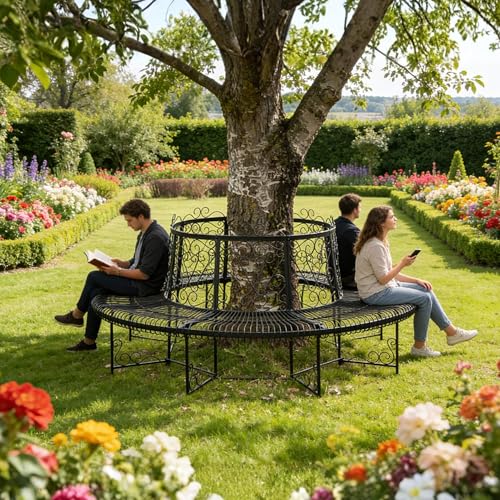 Rundbank XXL D-200cm aus Metall Bank Baumbank Sitzbank Gartenbank Schmiedeeisen - 2