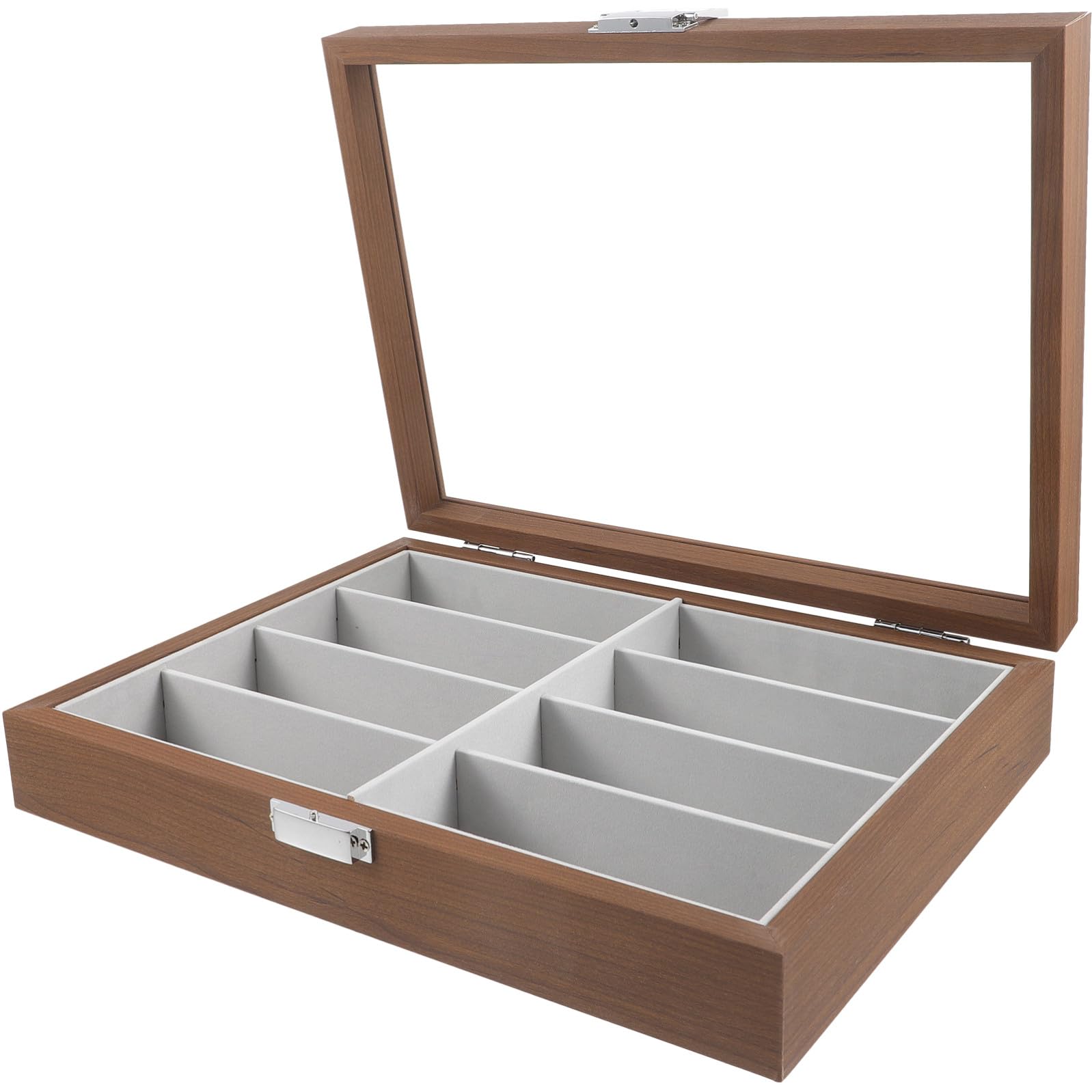VICASKY Boîte de Rangement Lunettes Bois à Emplacements avec Fenêtre Verre Transparent et Feutrine Intérieure Organisateur Protecteur pour Lunettes de Soleil Présentoir Élégant pour