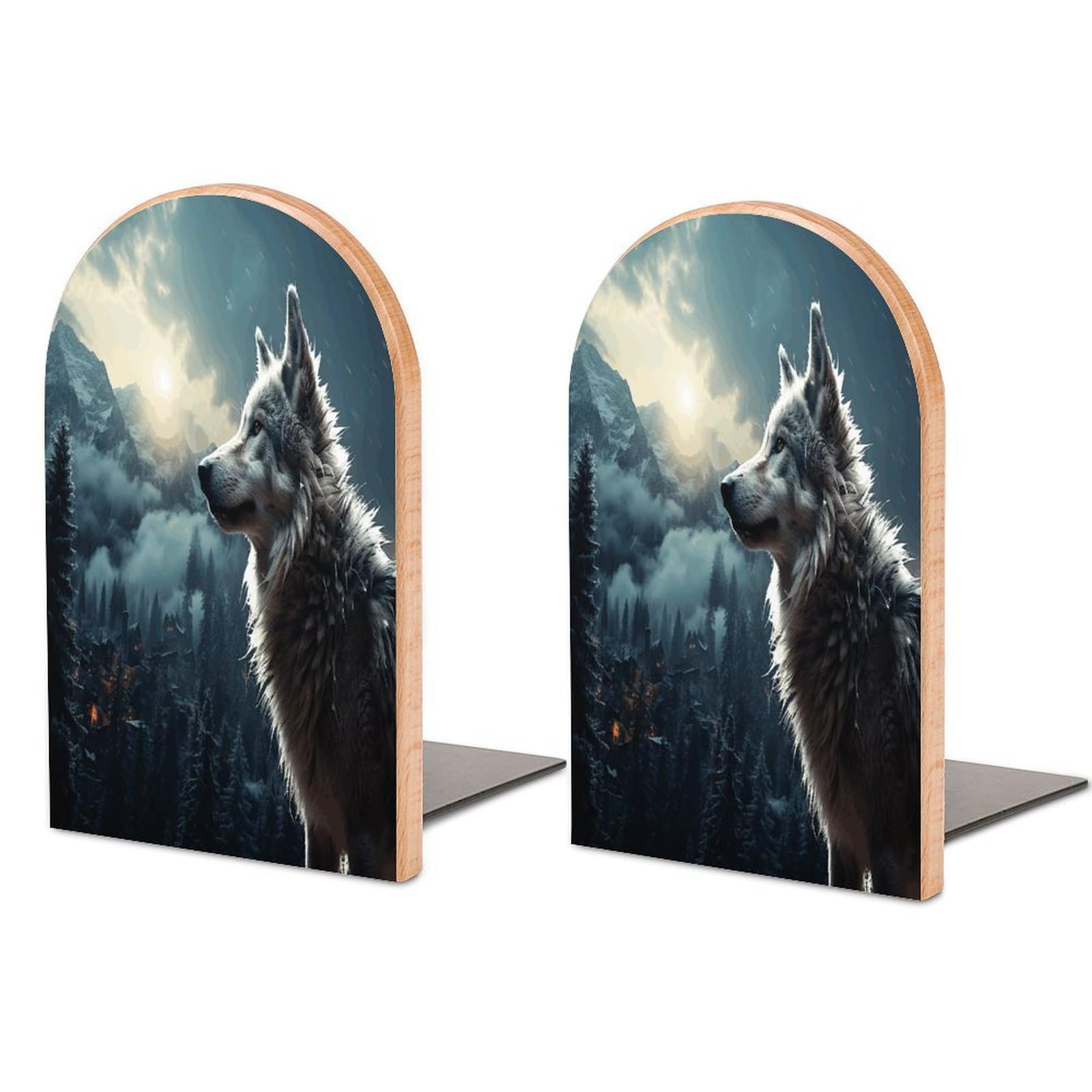 Sujetalibros de madera decorativos resistentes y soporte universal para estantería de oficina