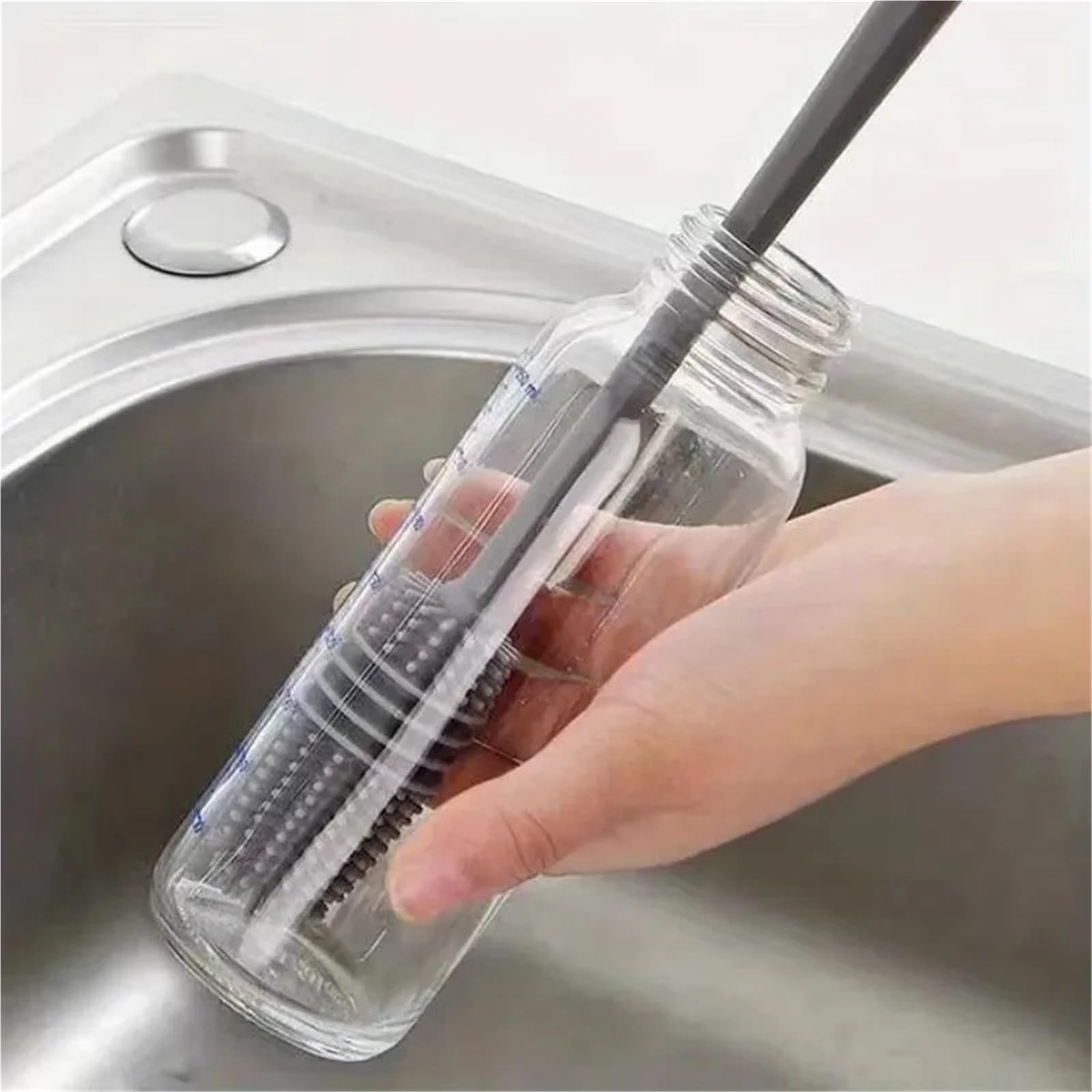 scovolino per bottiglie Spazzole for bottiglie di latte in silicone Manico lungo Bottiglia for bevande for pulizia tazza vetro Strumento for la della cucina(5Pcs M Grey)