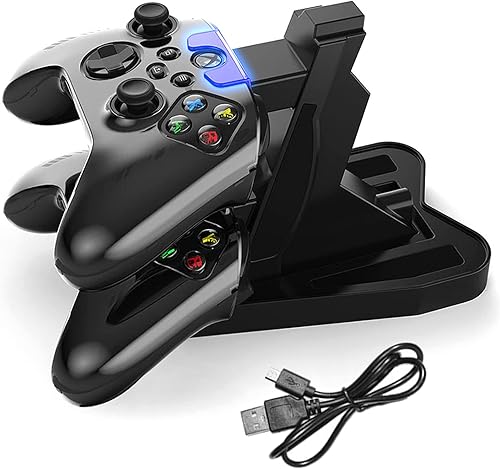 Charging Dock Stations Dual Xbox Charging Station with USB Cable and LED Indicator Xbox one Controller Charger Compatible with One S, One X Fast