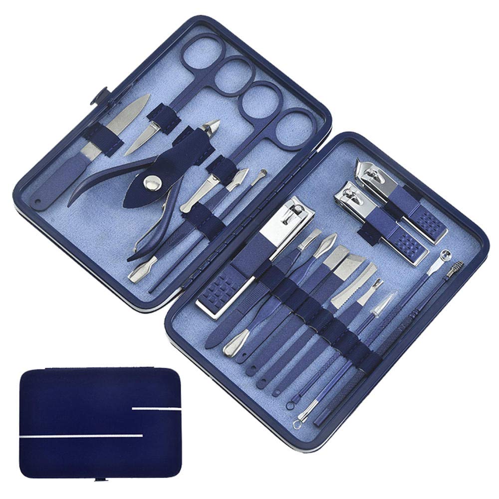 Professionelles Nagelknipser-Set, scharfer Nagelschneider aus Edelstahl, Pediküre- und Maniküre-Set mit Cortex-Metallgehäuse für Unisex-Blau_4-teiliges Set (Blau 16)