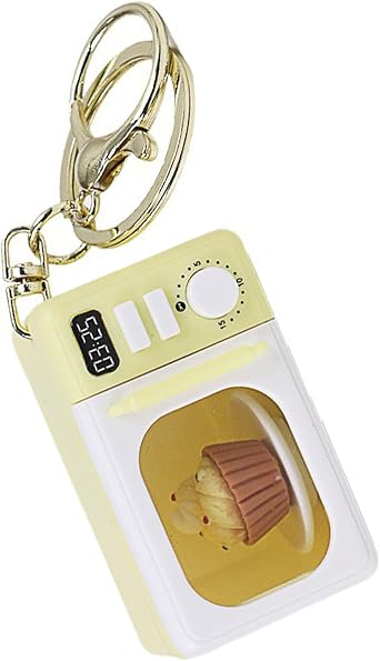 Creative Microwave Keychain Interactive s Toy with LED Light Sound Effects Gold Lobster Clasp