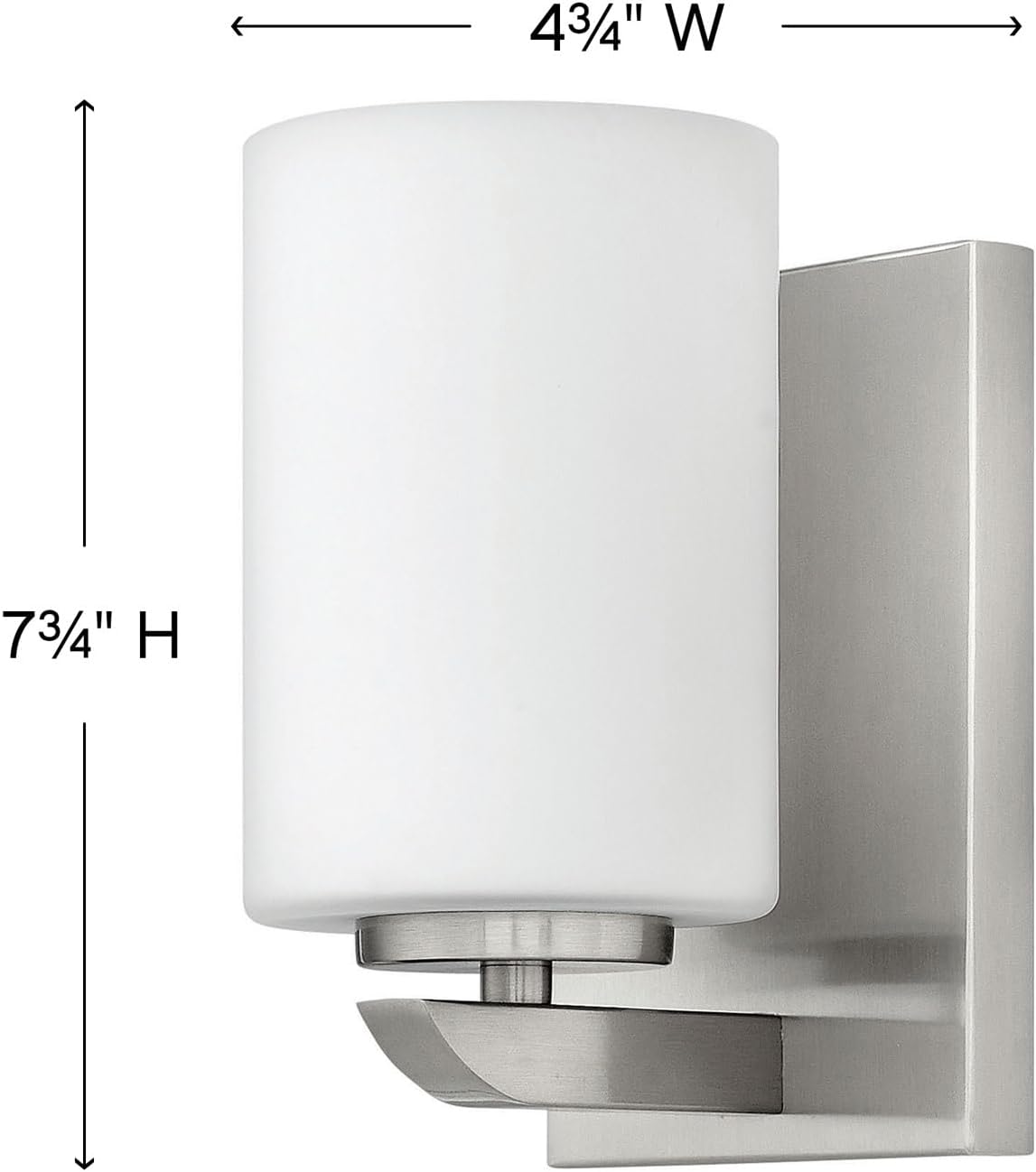 Hinkley Kyra Small One Light Bathroom Vanity Fixture, Install Up/Down, Etched Opal Shade, Brushed Nickel