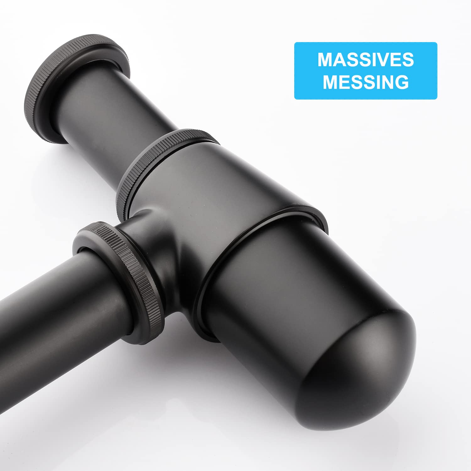 Sifón con desagüe con rebosadero para lavabo, color negro mate – Keymark Universal Tassensiphon y válvula de desagüe baño – Sifón de latón Sifon Pop Up desagüe desagüe lavabo